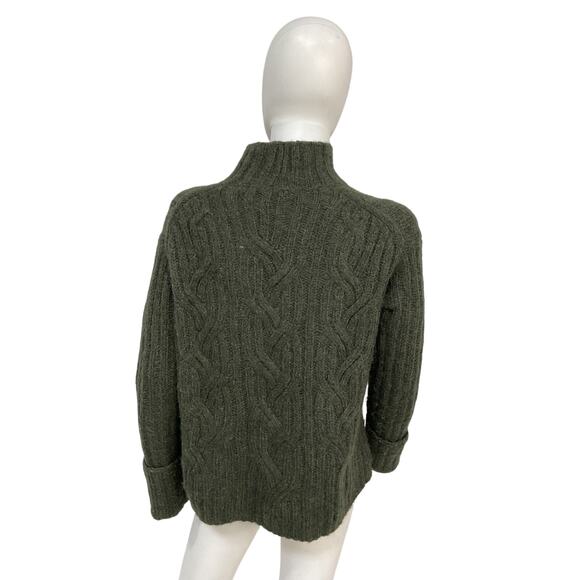 Vince 'Mirrored' Green Alpaca Cable Turtleneck Sweater Size XS - Picture 3 of 6